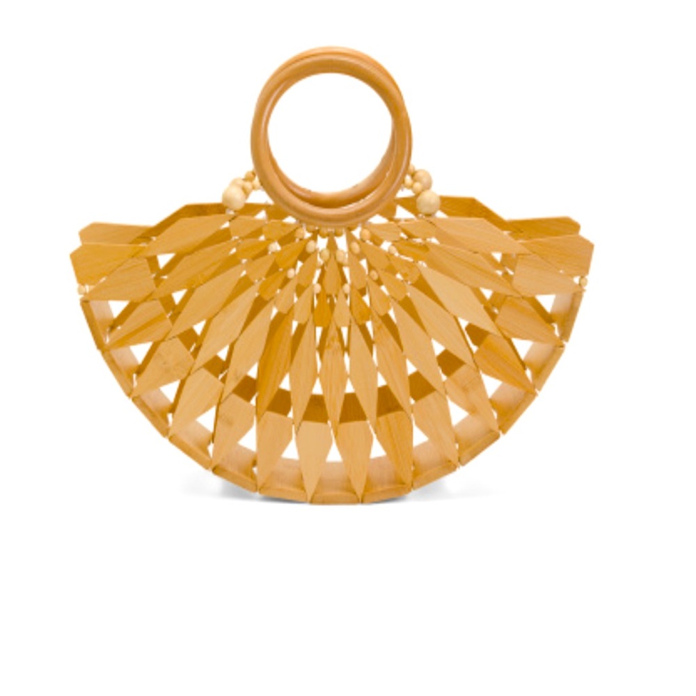 Wood pieces half moon bag